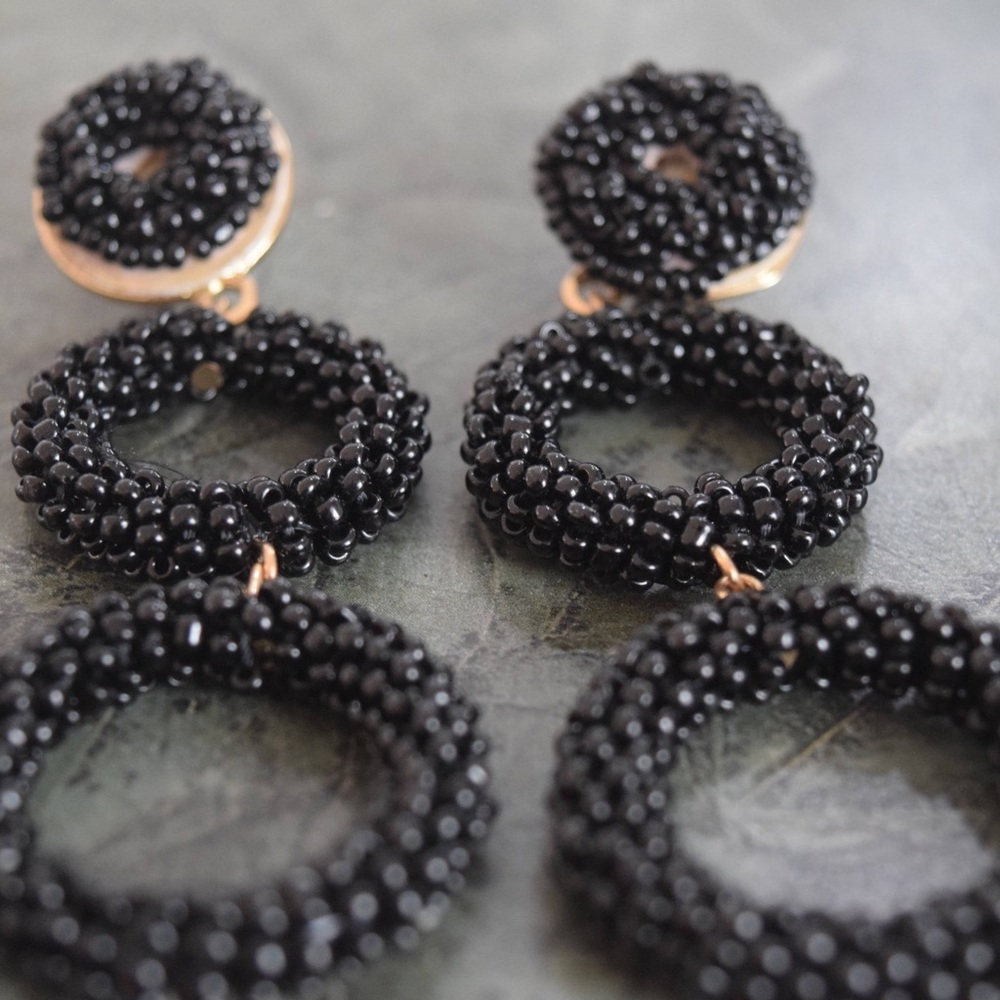 Black Beaded Baublebar Earrings
